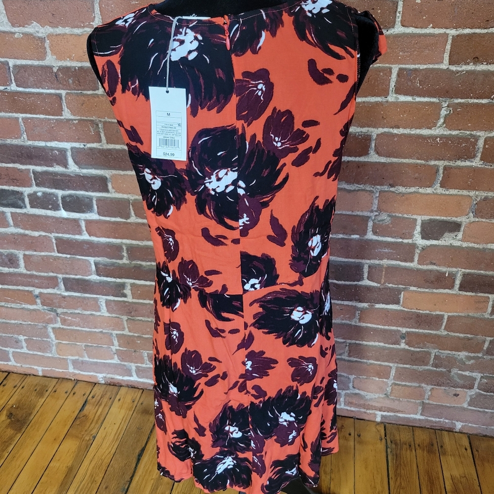 NWT A New Day Sleeveless Dress Red Floral Zip Up Back Medium